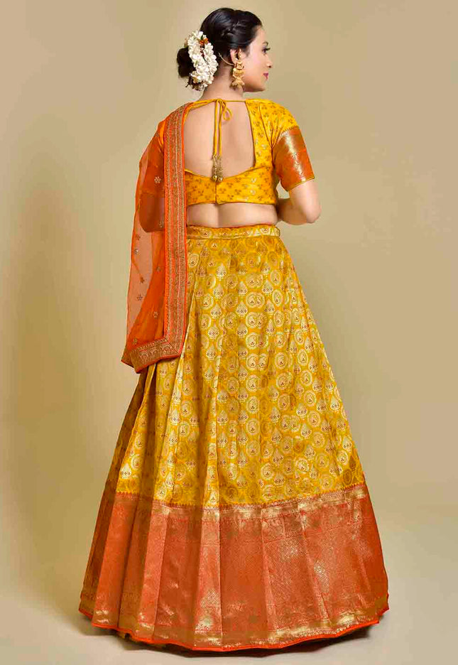 Gold Banarasi Silk Lehenga