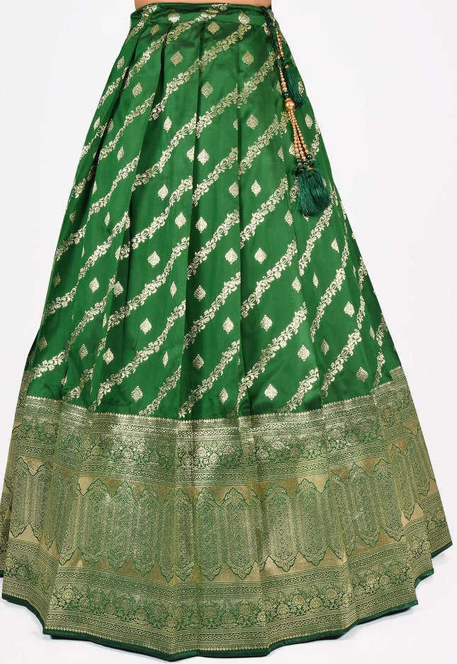 Green Banarasi silk Lehenga