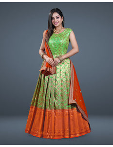 Green Banarasi Long Gown