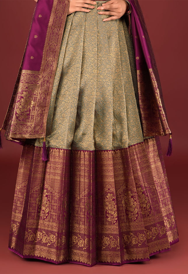 Gray Designer Banarasi Gown