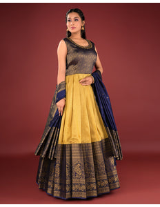 Yellow Designer Banarasi Gown