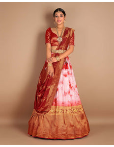 Red Banarasi Silk Half Saree