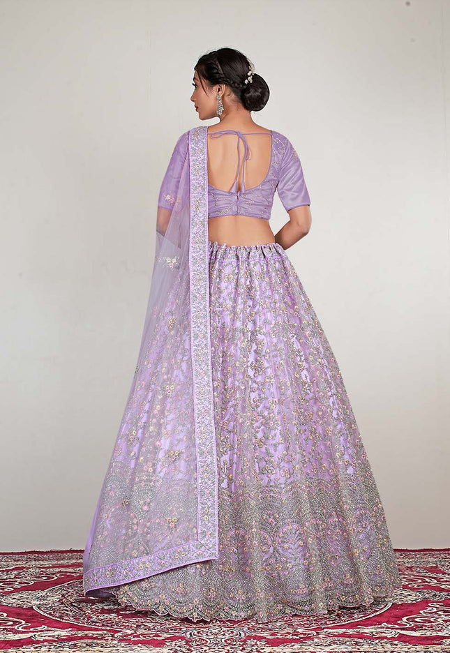 Purple Designer Net Lehenga Choli