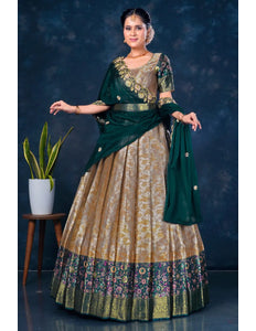 Woman in a traditional lehenga choli with dupatta