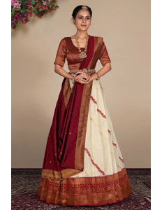 Tussar Banarasi Silk Zari Woven Lehenga For Women