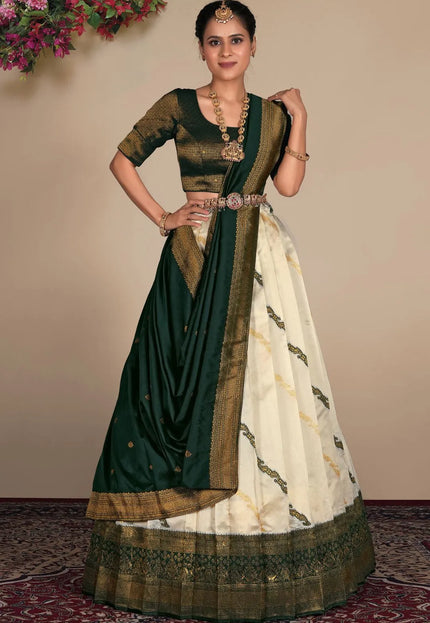Tussar Banarasi Silk Zari Woven Lehenga For Women