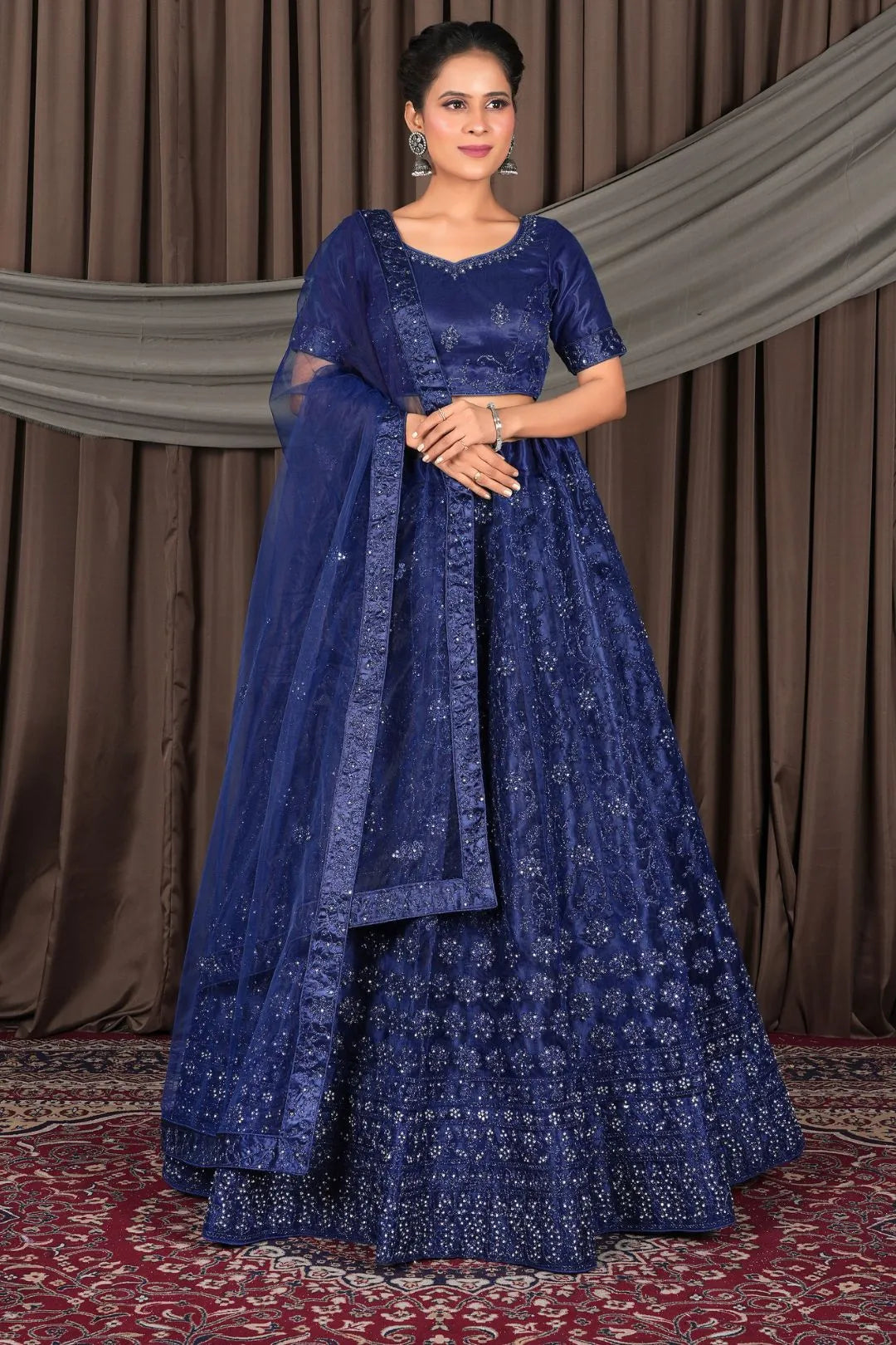 Blue Party wear Heavy designer Net Lehenga Choli