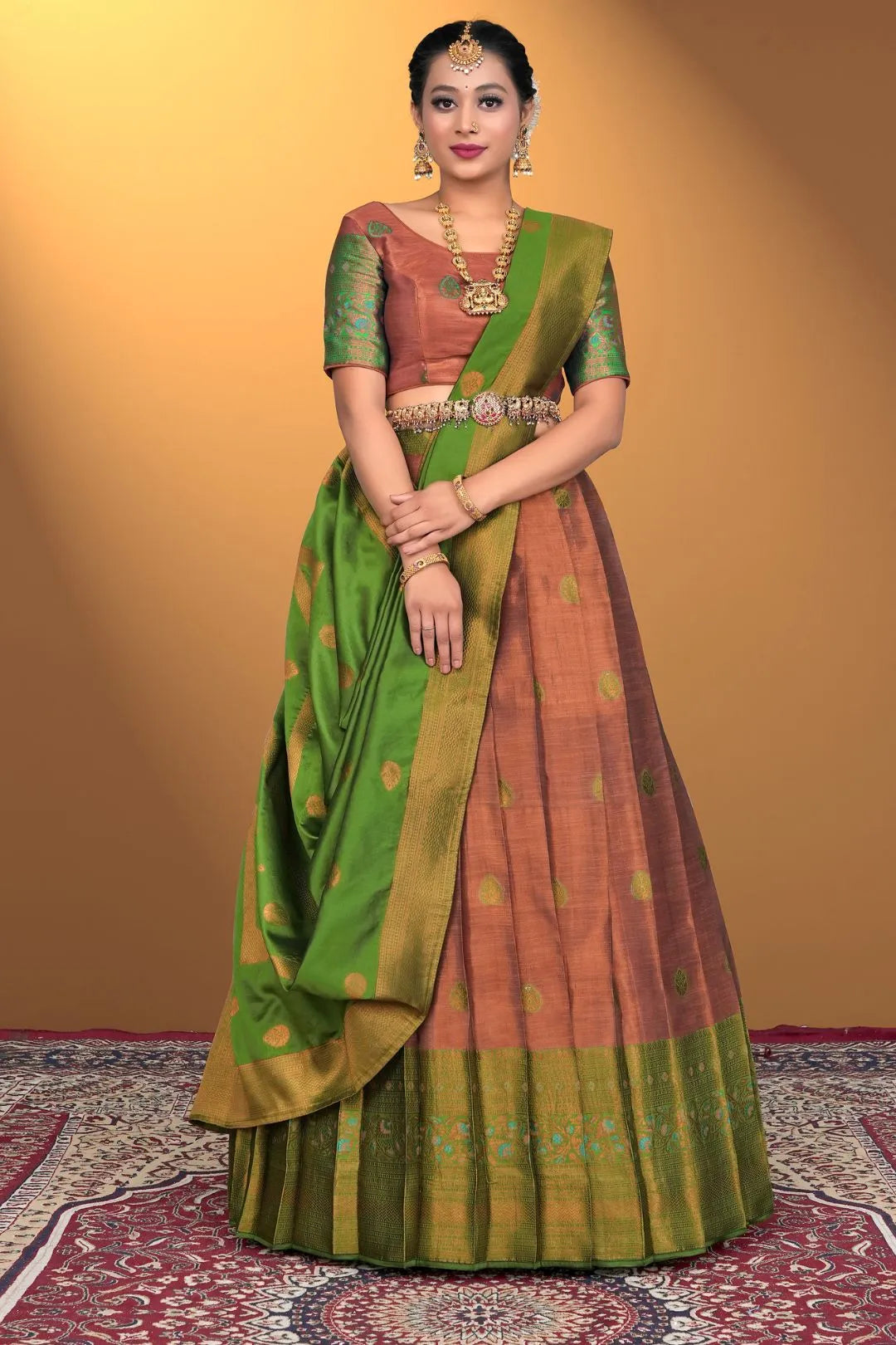 Bronze Banarasi Silk Lehenga Design For Women