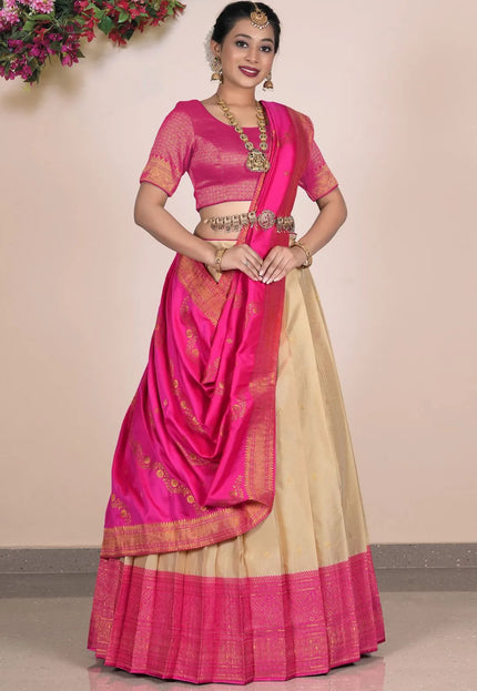 Chiku Banarasi Silk Zari Lehenga Choli For Women