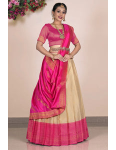 Chiku Banarasi Silk Zari Lehenga Choli For Women