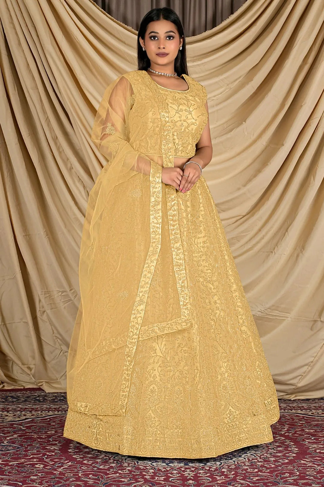 Chiku Crop Top Net Lehenga Choli For Women