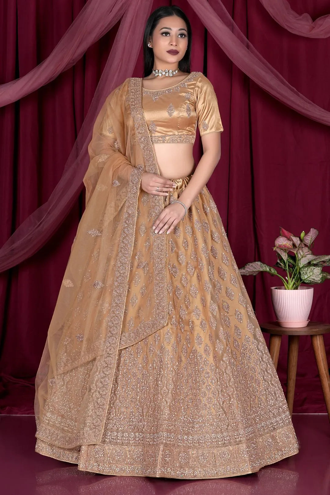 Chiku Embroidery Work Net Lehenga Choli
