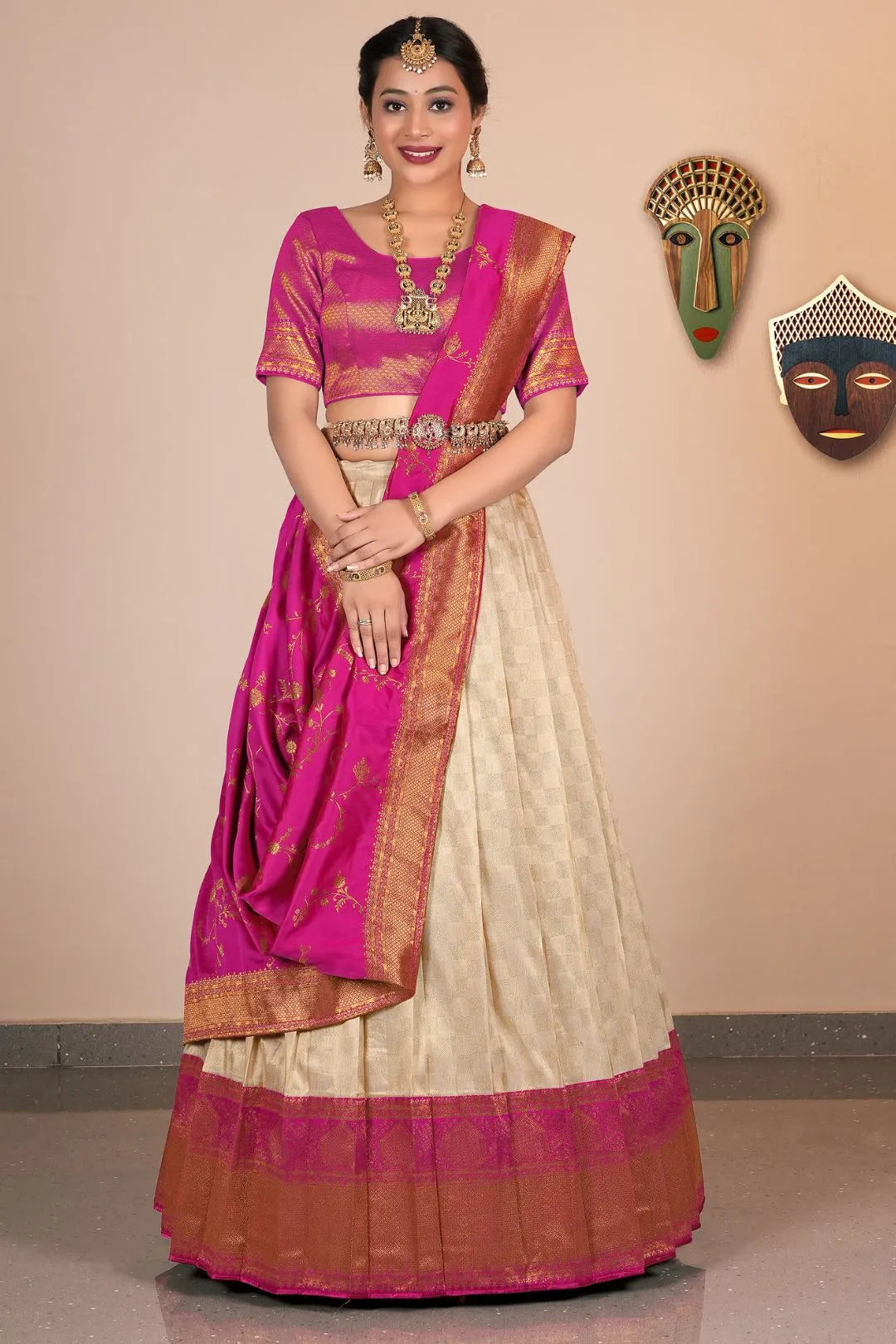 Chiku Jacquard Banarasi Silk Zariwork Lehenga Choli