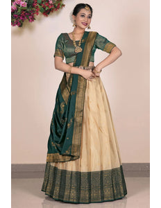 Chiku South Style Banarasi Silk Half Saree