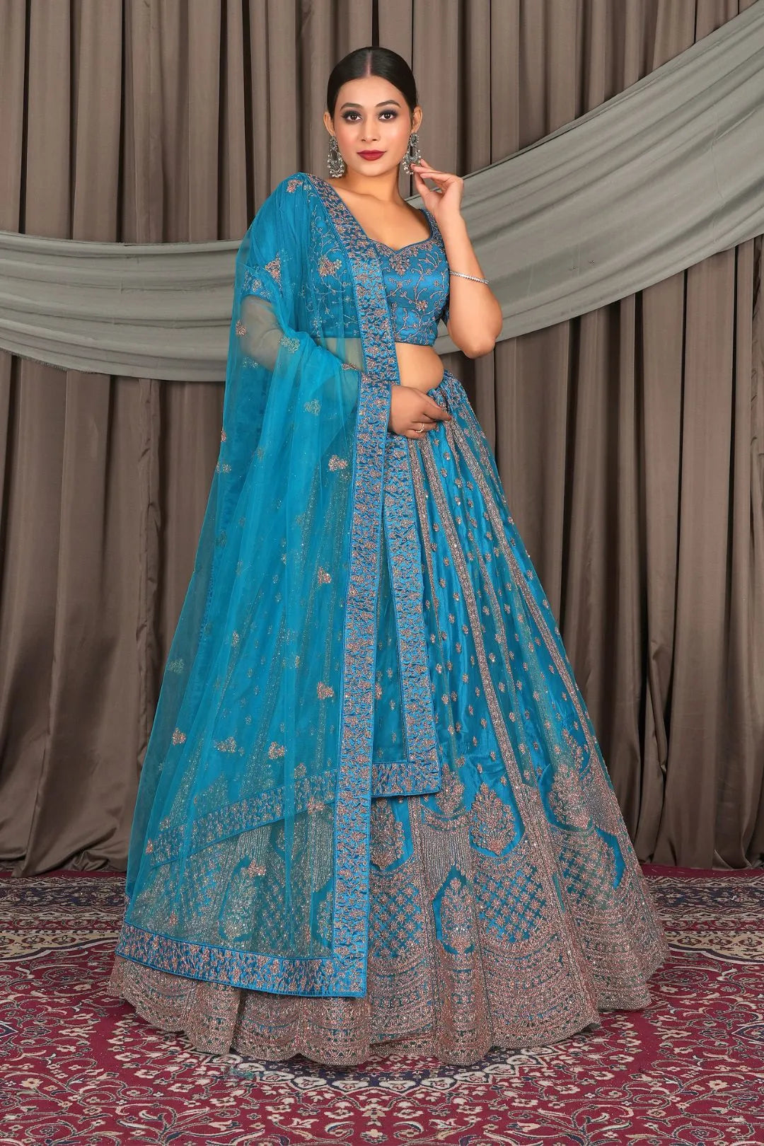 Firozi Designer Net Lehenga Choli For Women