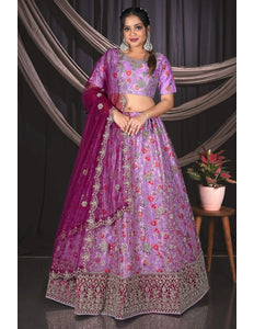 Designer Purple Net Lehenga Choli For Weddings