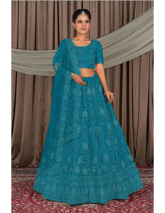 Firozi Embroidered Bridesmaid Lehenga Choli In Net