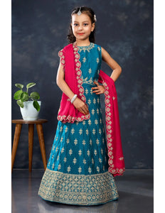 Firozi-Rani Colour Kids Readymade Lehenga