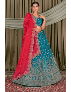 Firozi Embroidered Bridesmaid Lehenga Choli In Net