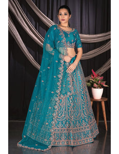 Firozi Party wear Embroidered Lehenga Choli For Women