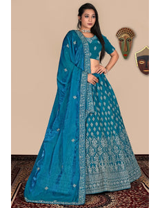 Firozi Traditional Fendy Silk Lehenga Choli For Women