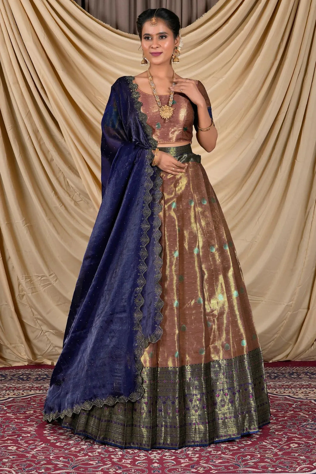 Gajari Zari Silk Lehenga Choli With Zari Woven