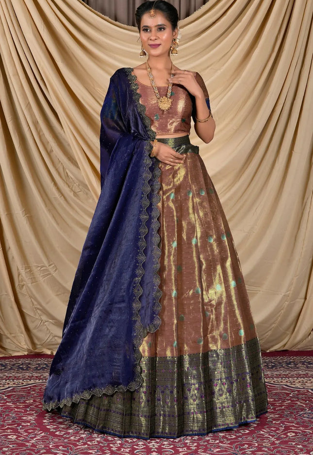 Gajari Zari Silk Lehenga Choli With Zari Woven
