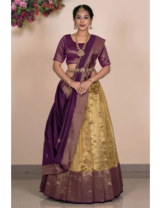 Gold Traditional Tissue Banarasi Lehenga Choli