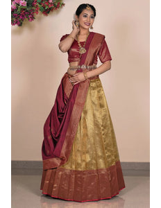 Gold Traditional Tissue Silk Lehenga Choli For Women