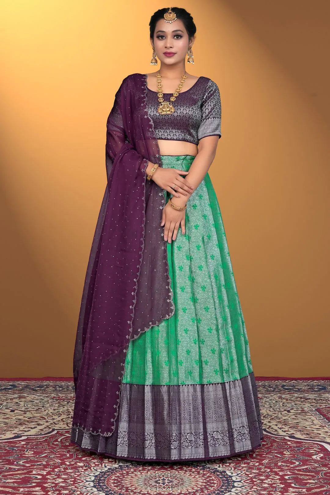 Green Banarasi Silk Latest Lehenga Choli With Zari Work