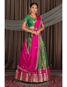 Green Banarasi Silk Lehenga Choli with Dupatta