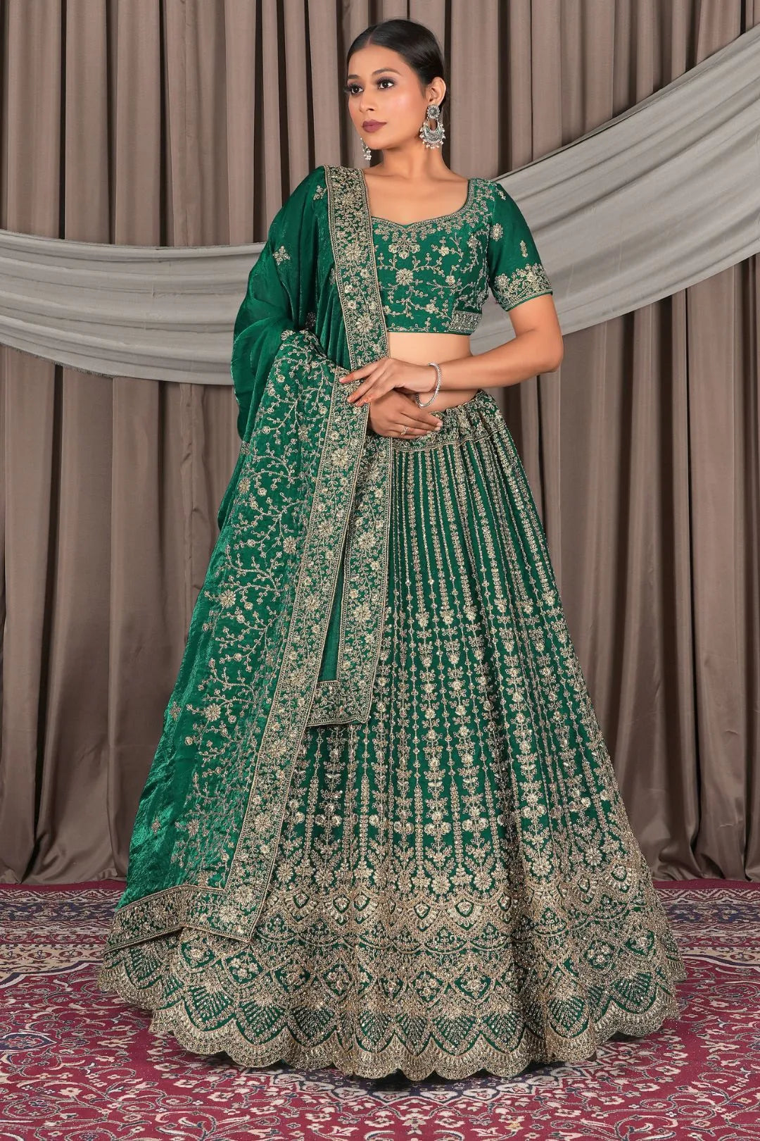 Green Latest Fendy Silk Lehenga Choli Design