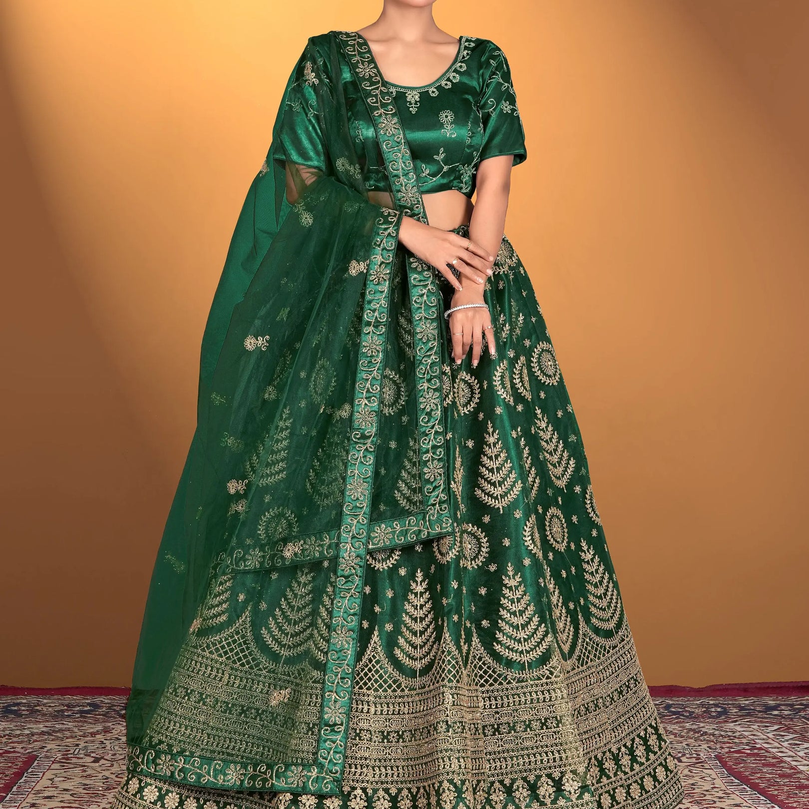 Green embroidered traditional lehenga choli