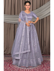 Lavender Party Wear Net Lehenga Choli For Women