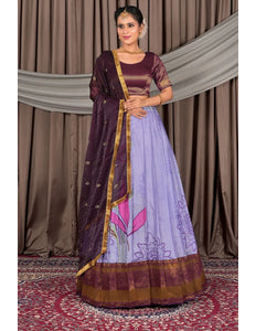 Lavender Viscose with Digital Print Lehenga Choli For Women