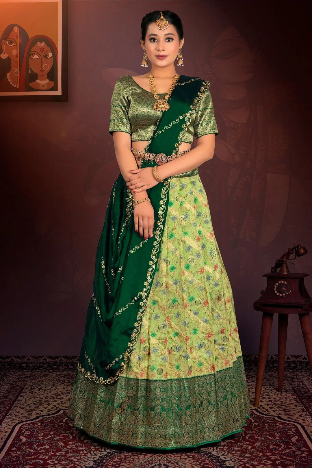 Liril Digital Print Banglori Slub Lehenga Choli For Women