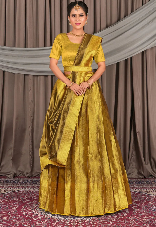 Liril Pure Two Tone Zari Tissue Pattu Half Saree For Women