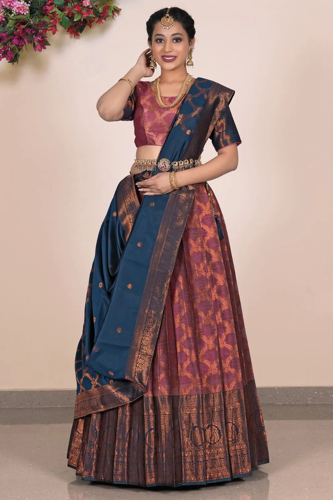 Magenta Banarasi Silk Lehenga Choli For Women