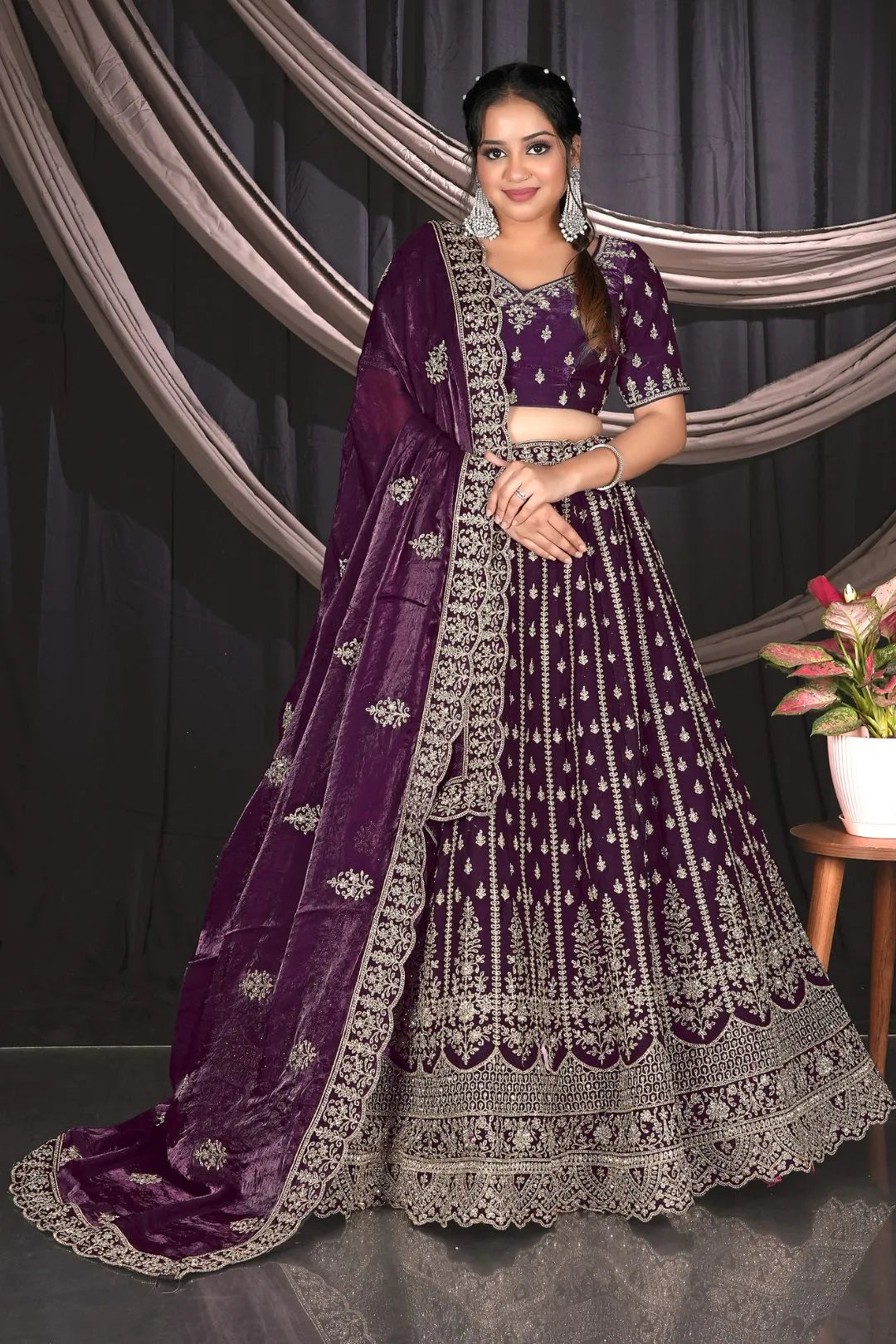 Magenta Net Designer Lehenga Choli For Events