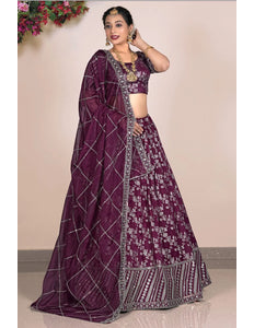 Magenta Viscose Fabric Half Saree For Women