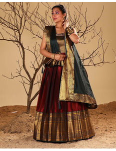 Maroon Banarasi Silk Gown