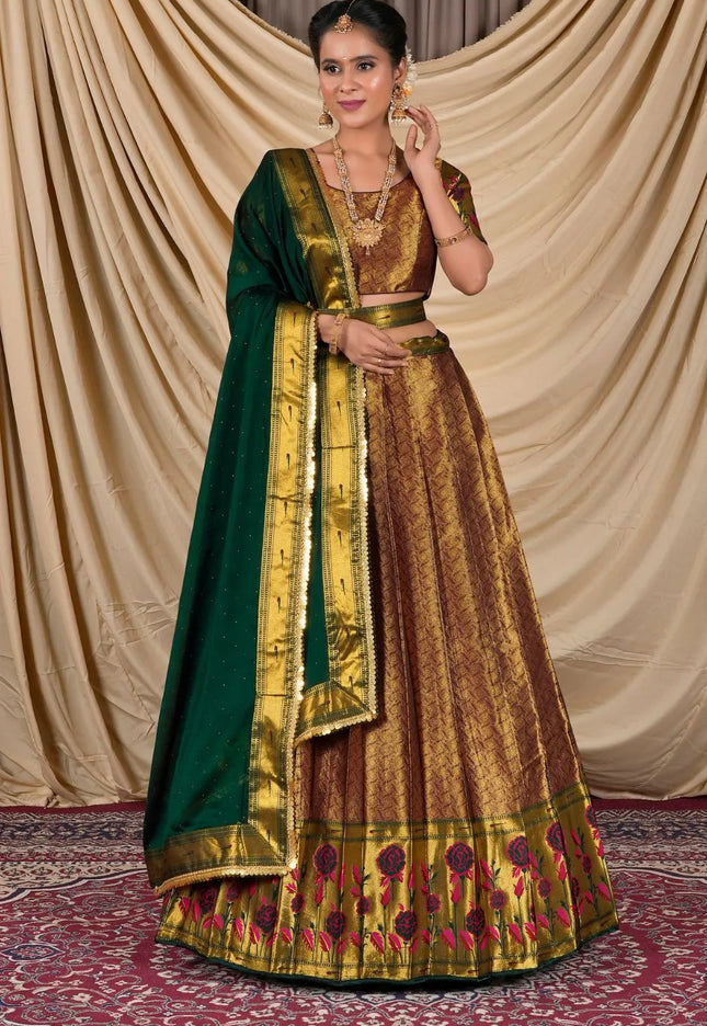 Maroon Banarasi Silk Lehenga Choli For Women