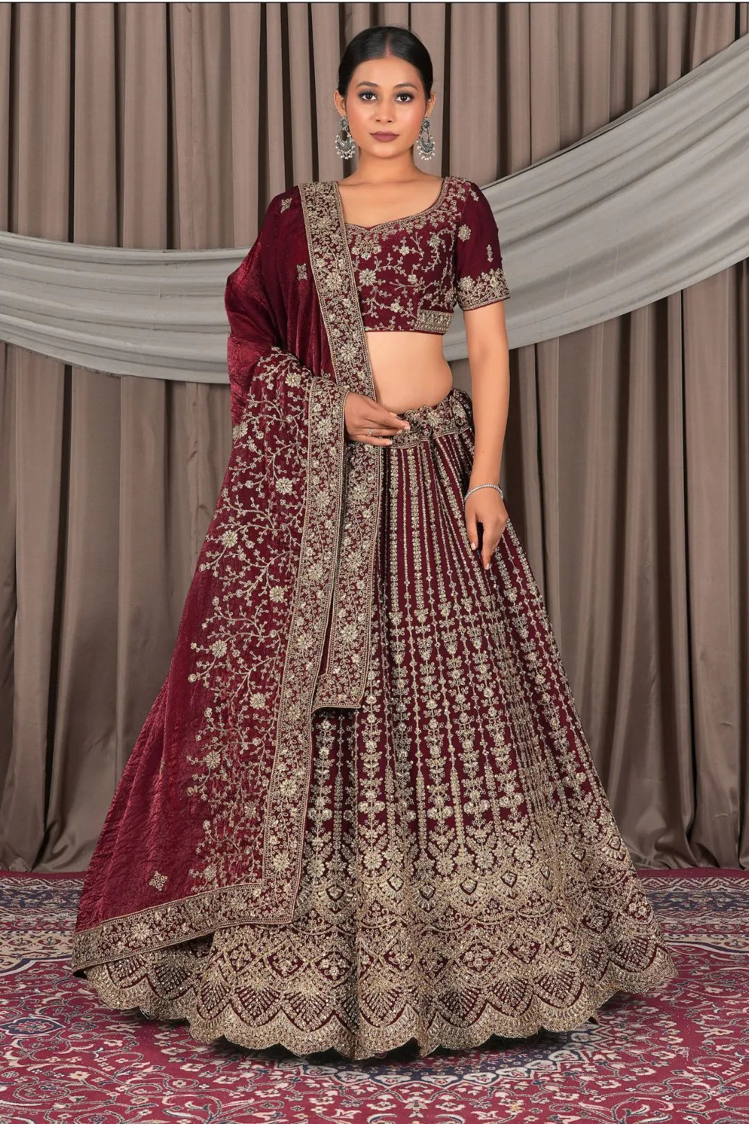 Maroon Latest Fendy Silk Lehenga Choli Design