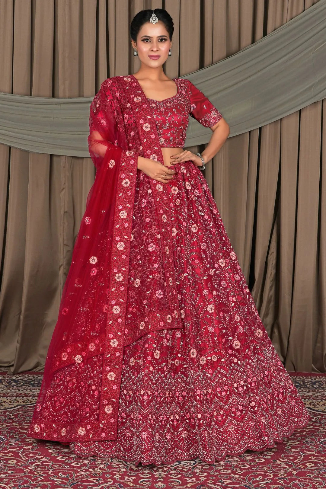Maroon Latest Party Wear Net Lehenga Choli