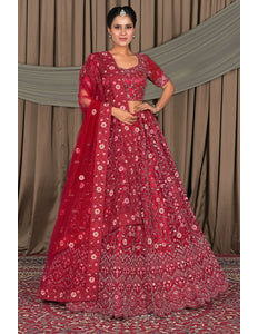 Maroon Latest Party Wear Net Lehenga Choli