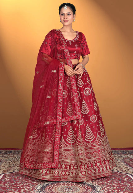 Red embroidered traditional outfit