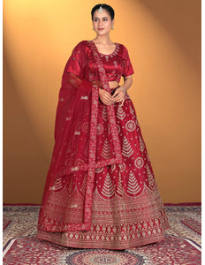 Red embroidered traditional outfit