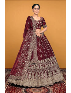 Maroon Traditional Fendy Silk Embroidered Lehenga Choli