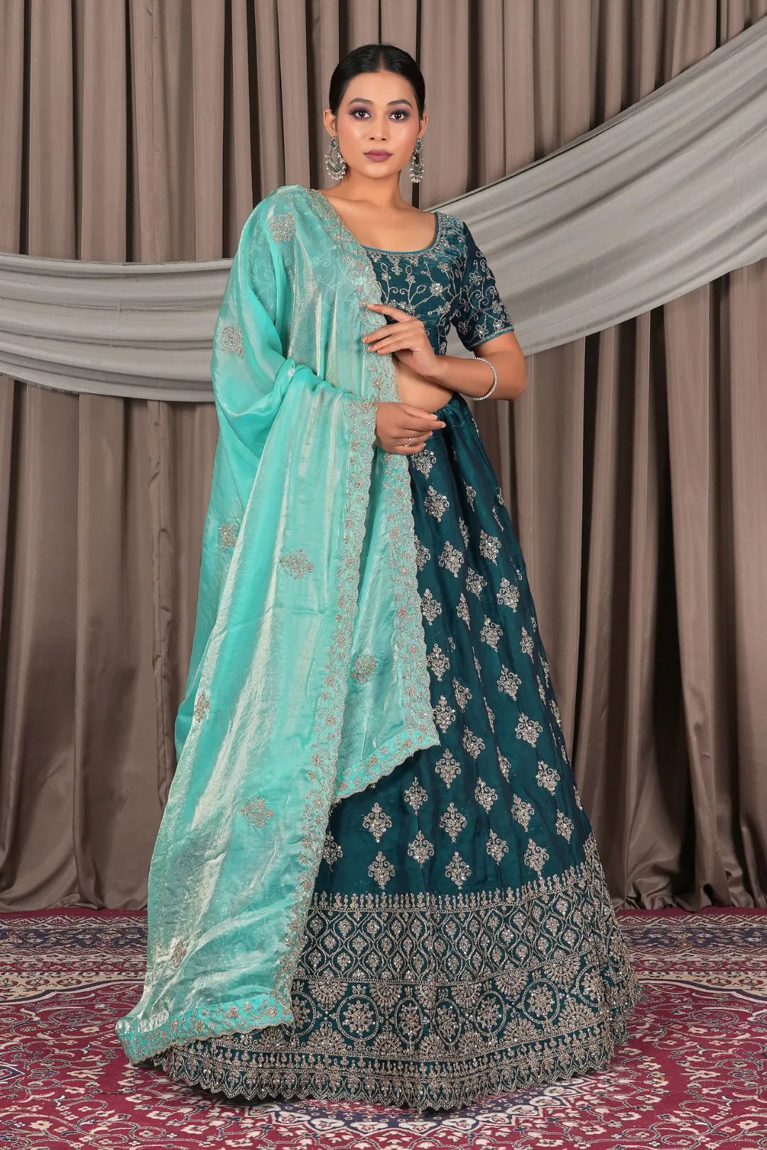 Morpich Fendy Silk Semi-Stitched Lehenga For Women