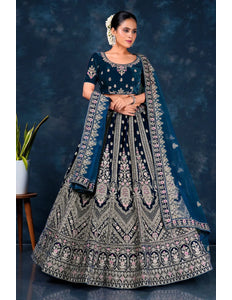 Morpich Heavy Designer Bridal Lehenga in Velvet